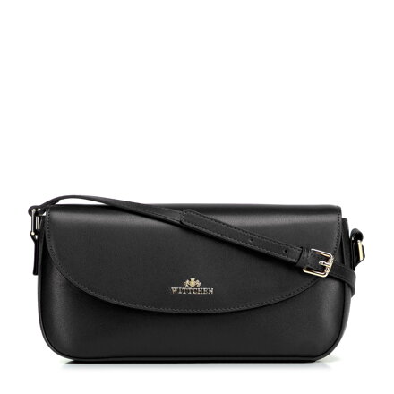 Čierna dámska crossbody kabelka Wittchen z prírodnej kože s decentným vzhľadom