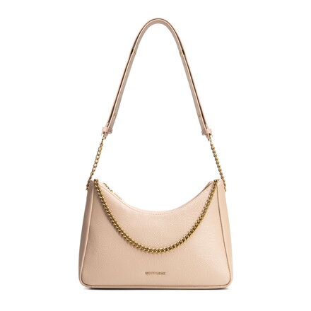 Dámska kožená kabelka typu bagetka béžová 100-4E-606-9