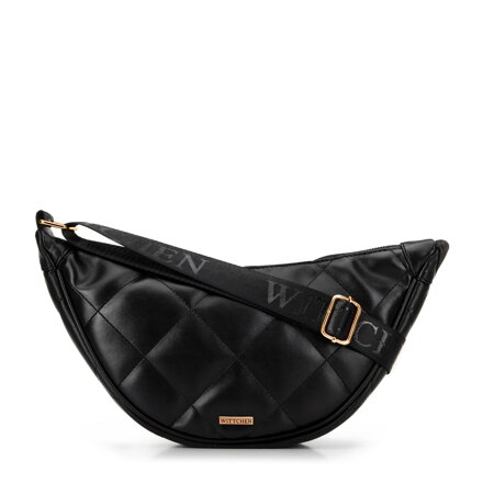 Crossbody kabelka z imitácie kože s geometrickým prešívaním čierno-zlatá  