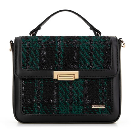 Damska torebka crossbody z tkaniny bouclé czarno - zielona 99-4Y-410-1Z