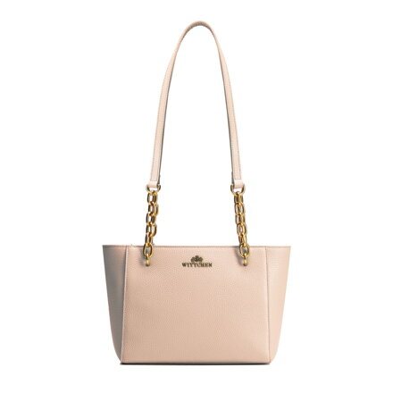 Dámska ramenná kožená kabelka béžová 100-4E-604-9