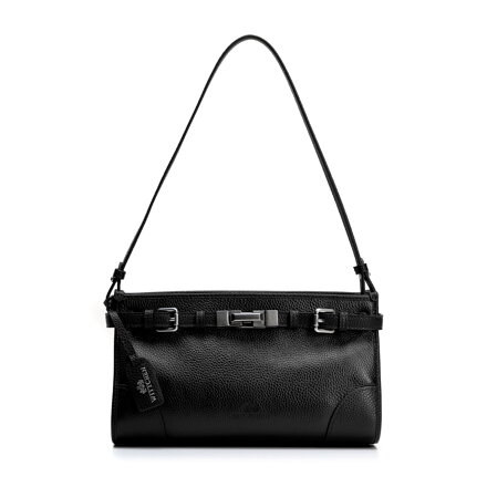 Dámska kožená kabelka na rameno s elegantnými detailmi