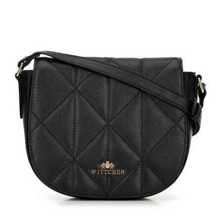 Dámska kabelka typu saddle bag z prešívanej kože čierna 99-4E-025-1