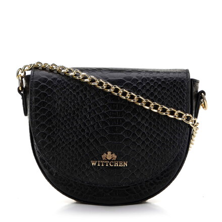 Dámska kabelka saddle bag z kože croco čierno-zlatá 99-4E-021-1G  