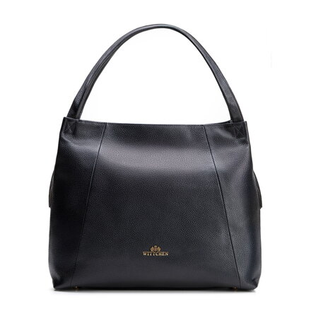 Dámska kabelka typu vak z kože čierno-zlatá 100-4E-626-1G