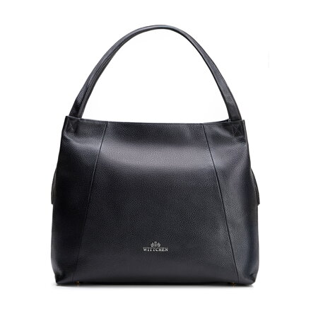 Dámska kabelka typu vak z kože čierno-strieborná 100-4E-626-1S