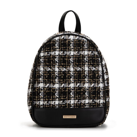 Čierno-biely bouclé batoh pre klasický vzhľad s nádychom elegancie, 99-4Y-408-10.