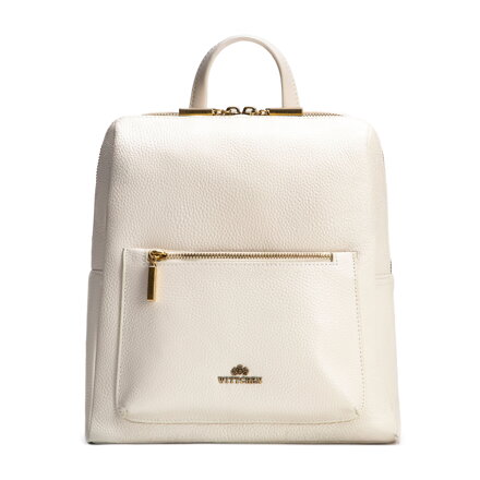 Dámsky ruksak z prírodnej kože krémový – boxový tvar 100-4E-226-0