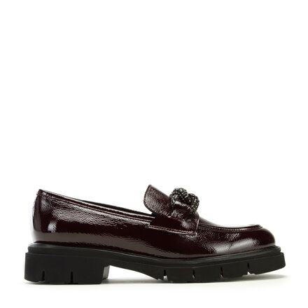 Dámske kožené mokasíny s krištáľovou retiazkou 97-D-106-3