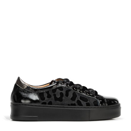 Dámske kožené sneakersy čierne 101-D-108-1