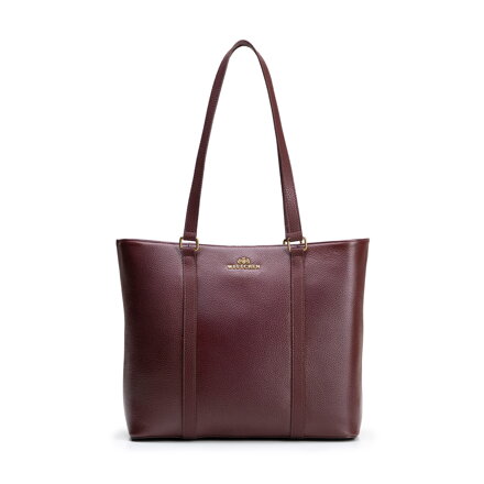 Elegantná dámska shopper kabelka z prírodnej kože bordová 102-4E-209-3