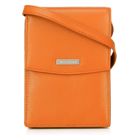 Mini crossbody kabelka z kože 2 v 1 oranžová  