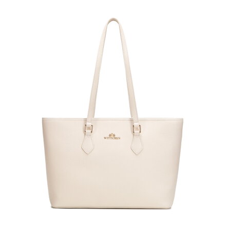 Dámska shopper kabelka z imitácie kože krémová 102-4E-626-0