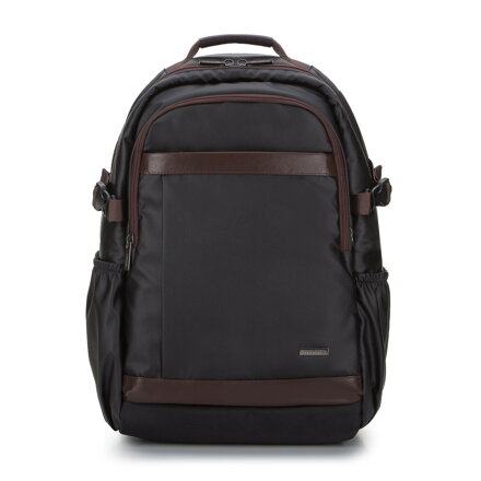 Pánsky batoh na 15,6" notebook s čierno-hnedým lemom z ekokože 98-3P-202-4