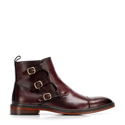 Pánske bordové členkové topánky z prírodnej kože s ozdobnými prackami 101-M-500-3