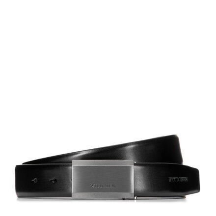 Pánsky kožený opasok s plnou kovovou prackou a elegantným logom 101-8M-214-1