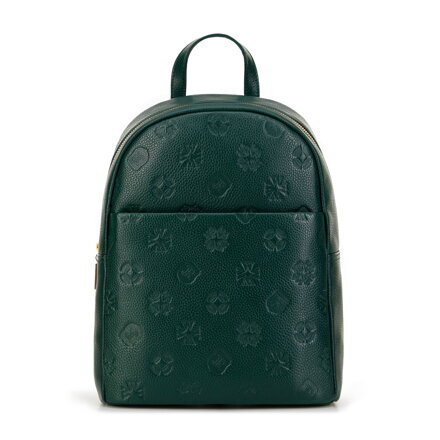Kožený ruksak s monogramom tmavozelený  