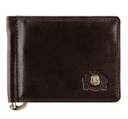Kožená peňaženka na bankovky s erbom hnedá 39-1-391-3