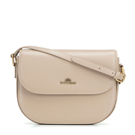 Béžová dámska crossbody kabelka Wittchen z prírodnej kože s čistým vzhľadom