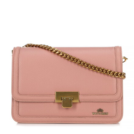 Kožená crossbody kabelka s retiazkou ružová  