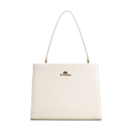 Kožená kabelka so šnúrkami krémový 100-4E-204-0