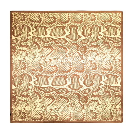 Hodvábna dámska šatka s hadím motívom béžová 103-7D-S02-X4