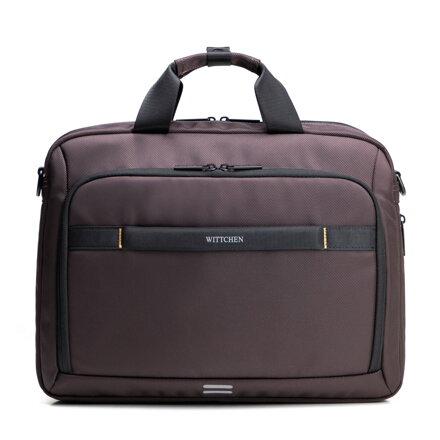 Pánska taška na notebook 17" z polyesteru s rozšíriteľným dnom hnedá 102-3P-810-4