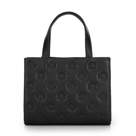 Kožená crossbody kabelka s razením čierna 99-4E-303-1
