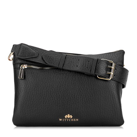 Dámska trojkomorová kožená crossbody kabelka čierna 99-4E-013-1