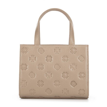 Torebka crossbody ze skóry w tłoczenia beżowa 99-4E-303-8