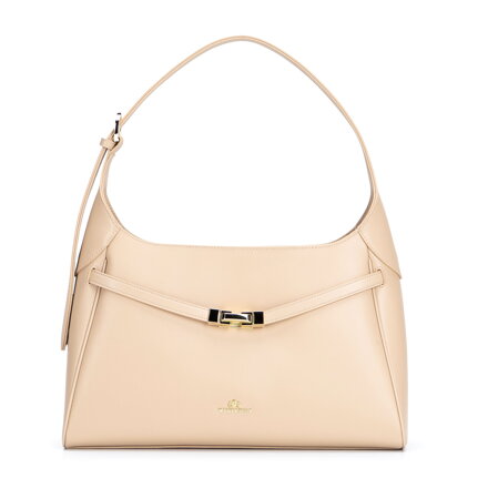 Béžová dámska crossbody kabelka Wittchen z prírodnej kože s nadčasovým vzhľadom
