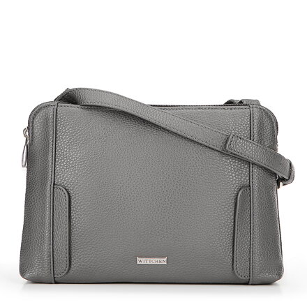 Dámska crossbody dvojkomorová kabelka šedo-strieborná 100-4Y-009-8S