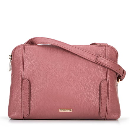 Dámska crossbody dvojkomorová kabelka tlmená ružová 100-4Y-009-P