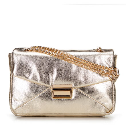 Dámska crossbody z lesklej ekokože zlatá 100-4Y-217-G