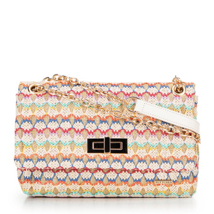 Dámska crossbody z pleteniny na retiazke multicolor