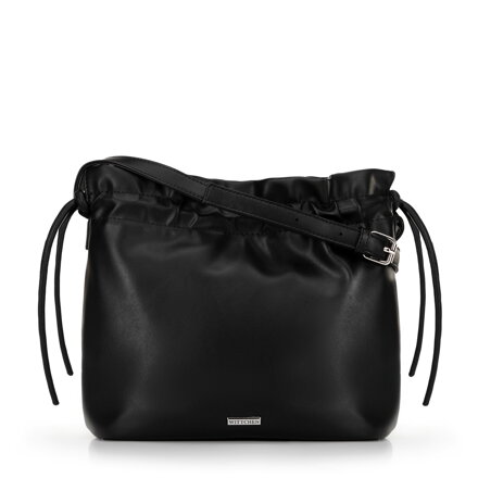 Dámska crossbody kabelka s dekoratívnymi viazaniami čierna 100-4Y-435-1