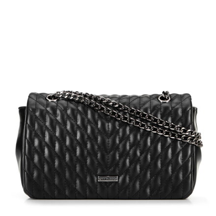 Dámska crossbody kabelka z ekokože s geometrickým prešívaním čierna 99-4Y-604-1
