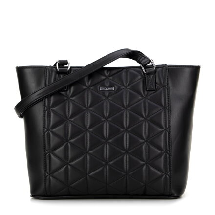 Shopper kabelka z ekokože s geometrickým vzorom čierna 99-4Y-606-1