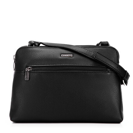 Dámska dvojkomorová crossbody kabelka z ekokože čierno-grafitová 99-4Y-610-1C