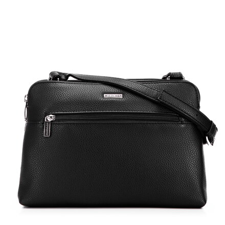 Dámska dvojkomorová crossbody kabelka z ekokože čierno-strieborná 99-4Y-610-1S