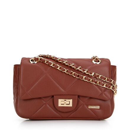 Crossbody z ekokože s geometrickým prešívaním červená 99-4Y-627-4