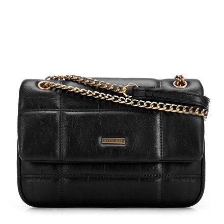 Crossbody kabelka z ekokože dvojkomorová čierna  