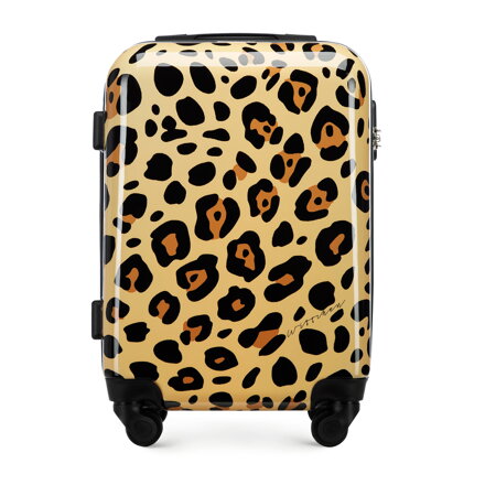 Kabínový kufor ABS s potlačou, béžová a hnedá, 56-3A-641-L