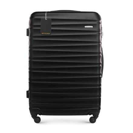 Veľký ABS kufor s menovkou a logom, čierny 56-3A-313-11Z5