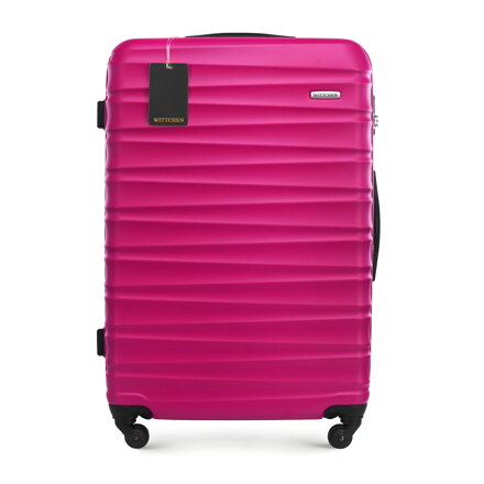 Veľký ABS kufor s menovkou a logom, ružový 56-3A-313-34Z5