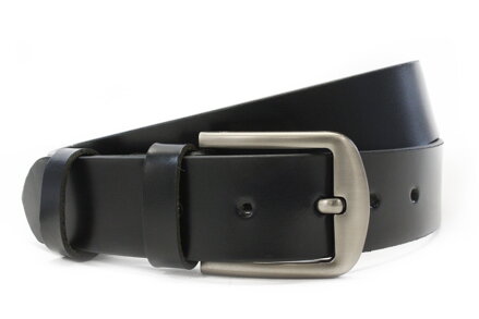 Čierny kožený hladký pánsky opasok do 160cm.