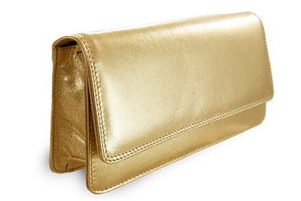 Zlatá kožená listová kabelka s popruhom 214-4071-02