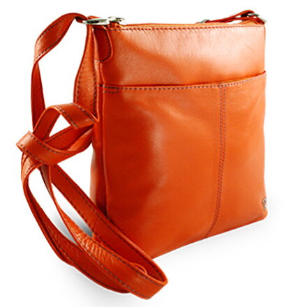 Oranžová kožená zipsová kabelka 212-3013-84