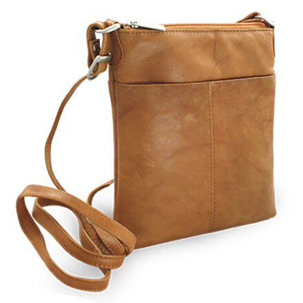 Svetlo hnedá kožená zipsová kabelka 212-3013-05