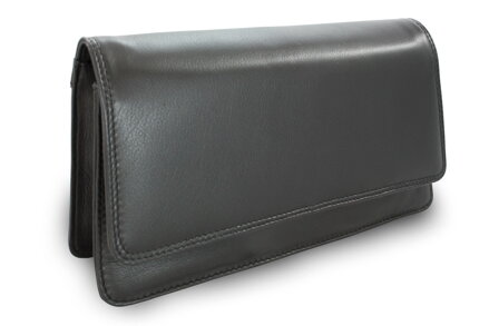 Čierna kožená listová kabelka s popruhom 214-4071-60